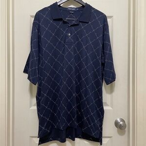 Ralph Lauren Polo Golf All Over Golf Club Pattern Polo Shirt Navy Blue Cotton XL